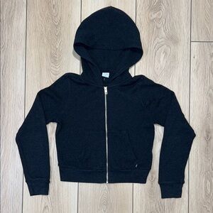 TNA Waffle Crop Black Zip-Up Hoodie